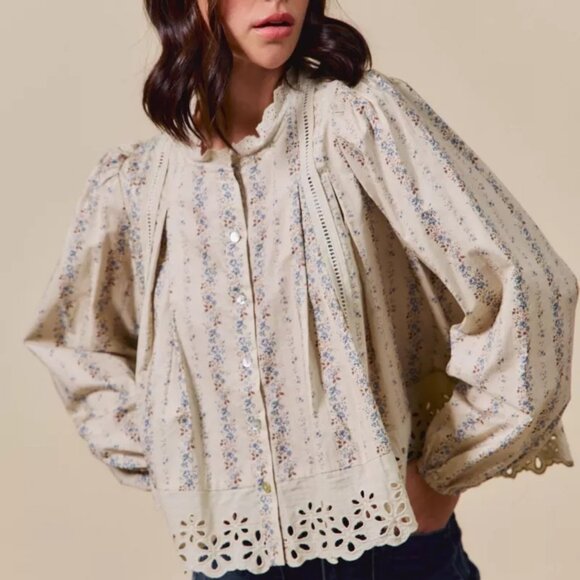 SO ME Floral Print Lace Button Down Shirt - Picture 14 of 16